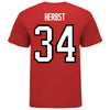 Ohio State Buckeyes Men's Hockey Student Athlete #34 Reilly Herbst T-Shirt in Scarlet - Back View