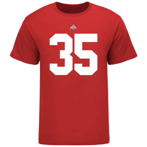 Ohio State Buckeyes Tommy Eichenberg #35 Student Athlete T-Shirt in Scarlet - Front View