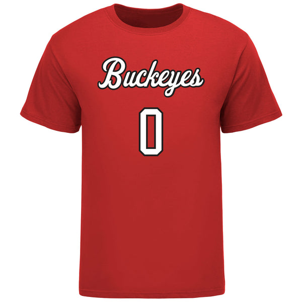 Ohio State Volleyball #0 Buckeyes T-Shirt in Scarlet - Front View