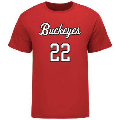 Ohio State Volleyball Student Athlete T-Shirt #22 Emily Londot in Scarlet - Front View