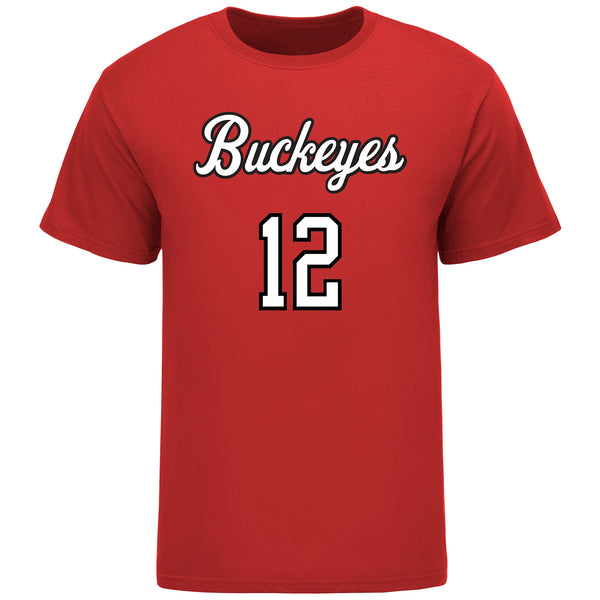 Ohio State Volleyball Student Athlete T-Shirt #12 Meghan McCann in Scarlet - Front View
