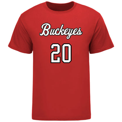 Ohio State Volleyball Student Athlete T-Shirt #20 Rylee Rader in Scarlet - Front View