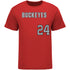 Ohio State Softball Student Athlete T-Shirt #24 Samantha Hackenbracht in Scarlet - Front View