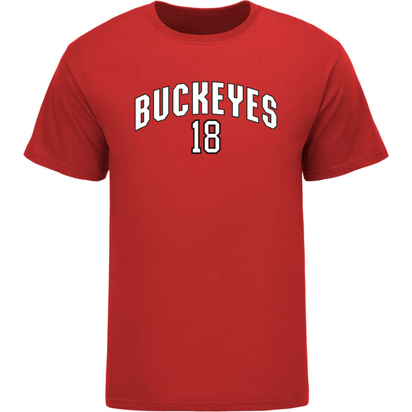 Ohio State Buckeyes Men's Hockey Student Athlete #18 Michael Gildon T-Shirt in Scarlet - Front View