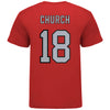 Ohio State Buckeyes Softball Student Athlete T-Shirt #18 Hannah Church in Scarlet - Back View