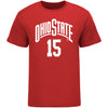 Ohio State Buckeyes Women's Basketball Student Athlete #15 Karla Vres T-Shirt in Scarlet - Front View