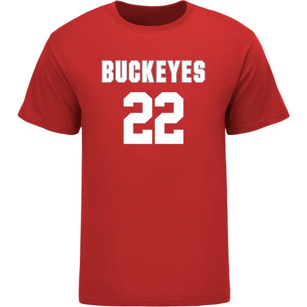 Ohio State Buckeyes Men's Lacrosse Student Athlete #22 Johnny Maccarone T-Shirt In Scarlet - Front View