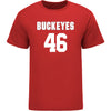 Ohio State Buckeyes Men's Lacrosse Student Athlete #46 Noah Mendoza T-Shirt In Scarlet - Front View