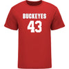 Ohio State Buckeyes Men's Lacrosse Student Athlete #43 Dillon Magee T-Shirt In Scarlet - Front View