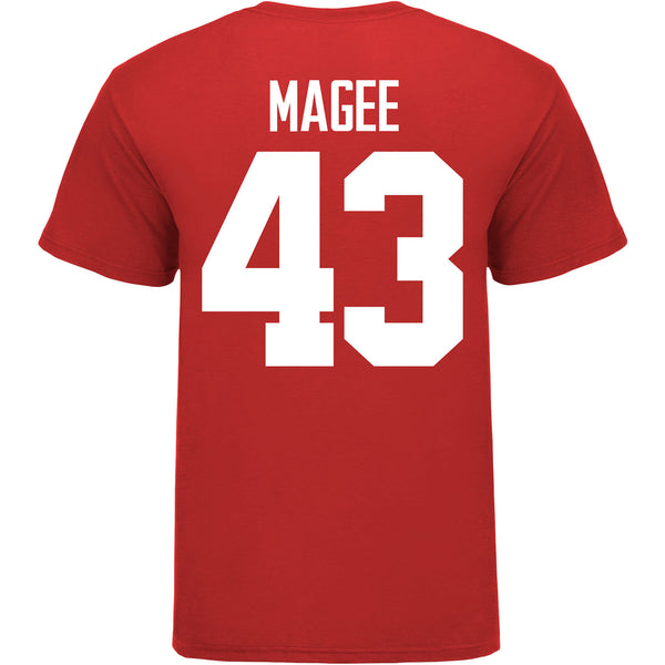 Ohio State Buckeyes Men's Lacrosse Student Athlete #43 Dillon Magee T-Shirt In Scarlet - Back View