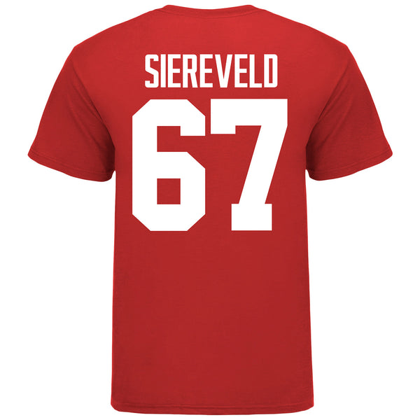 Ohio State Buckeyes Austin Siereveld #67 Student Athlete T-Shirt - In Scarlet - Back View