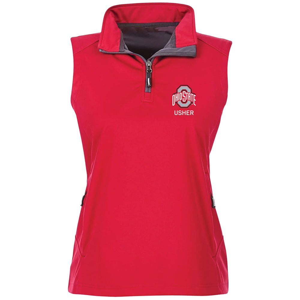 USHER - Ohio State Ladies Vest in Red - Front View