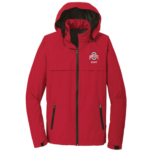 STAFF - Ohio State Waterproof Jacket in Red - Front View