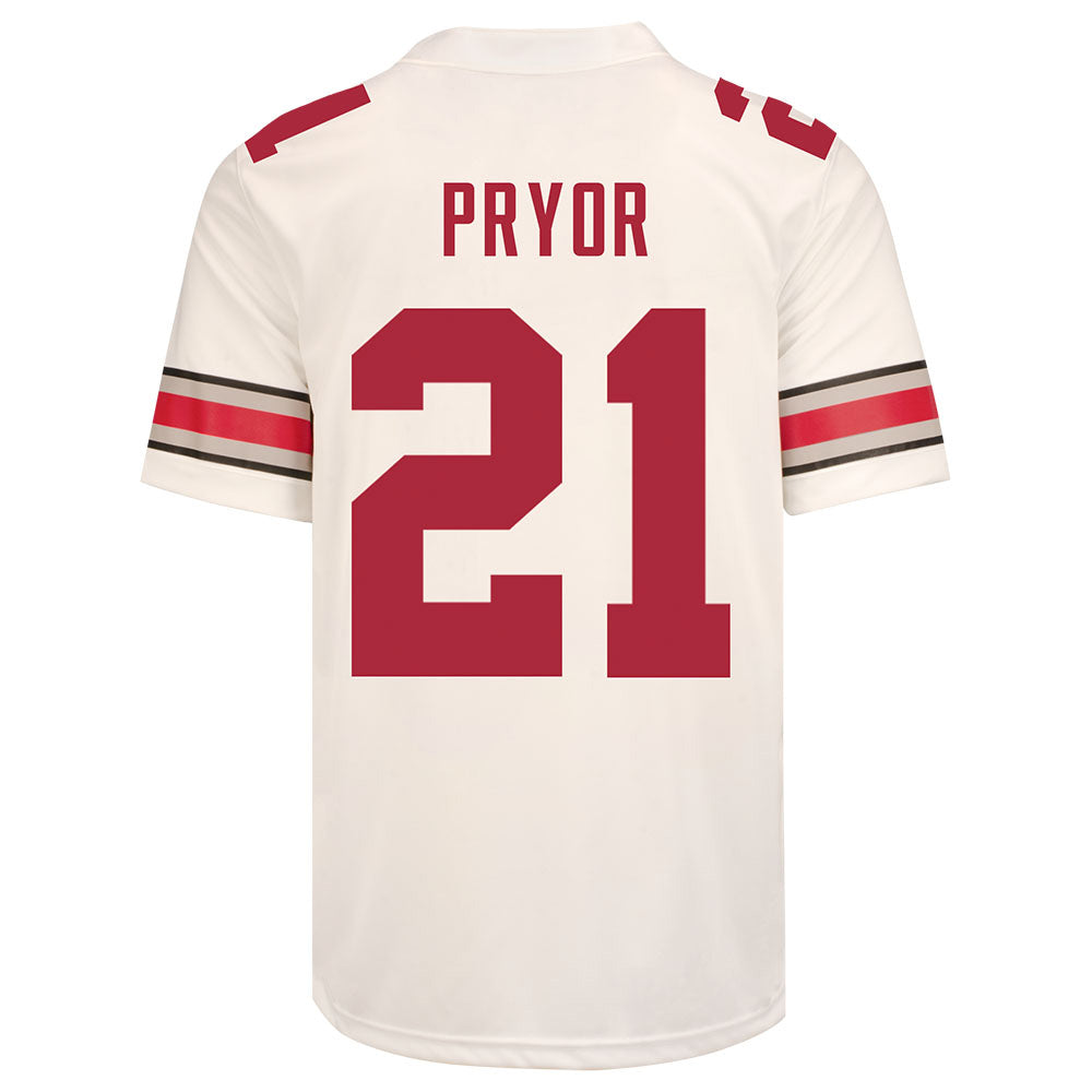 Ohio State Buckeyes Nike #21 Evan Pryor Student Athlete White Football Jersey / Large