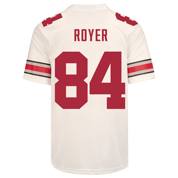 Ohio State Buckeyes Nike #84 Joe Royer Student Athlete White Football Jersey - Back View