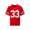 Youth Ohio State Buckeyes #33 Jack Sawyer Student Athlete Football Jersey in Scarlet - Front View