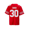 Youth Ohio State Buckeyes #30 Cody Simon Student Athlete Football Jersey in Scarlet - Back View