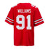 Ohio State Buckeyes Nike #91 Tyleik Williams Student Athlete Scarlet Football Jersey - Back View