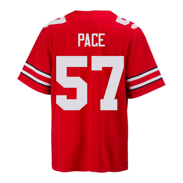 Ohio State Buckeyes Nike #57 Jalen Pace Student Athlete Scarlet Football Jersey - Back View